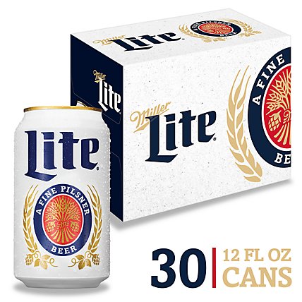 Miller Lite Beer American Style Light Lager 4.2% ABV Cans - 30-12 Fl. Oz. - Image 1