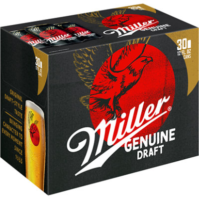 Miller Genuine Draft American Style Lager Beer 4.7% ABV Cans - 30-12 Fl. Oz. - Image 1