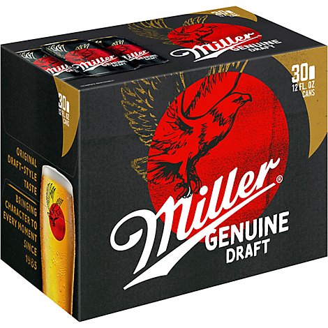 Miller Genuine Draft Beer American Style Lager 4.6% ABV Cans - 30-12 Fl. Oz.