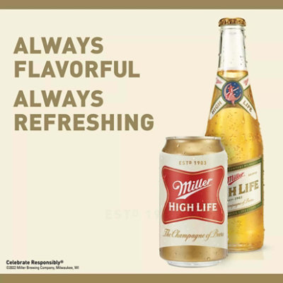 Miller High Life American Style Lager Beer 4.6% ABV Cans - 30-12 Fl. Oz. - Image 2