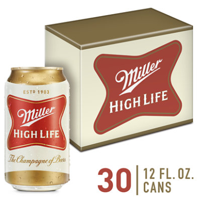 Miller High Life Beer American Style Lager 4.6% ABV Cans - 30-12 Fl. Oz.
