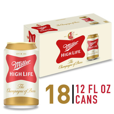 Miller High Life Beer American Style Lager 4.6% ABV Cans - 18-12 Fl. Oz. - Image 1