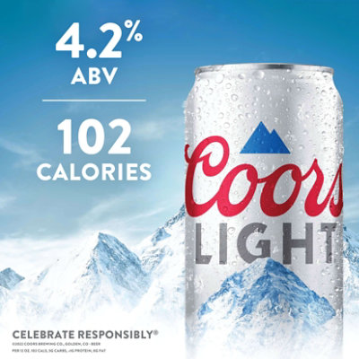 Coors Light American Style Light Lager Beer 4.2% ABV Cans - 30-12 Fl. Oz. - Image 3