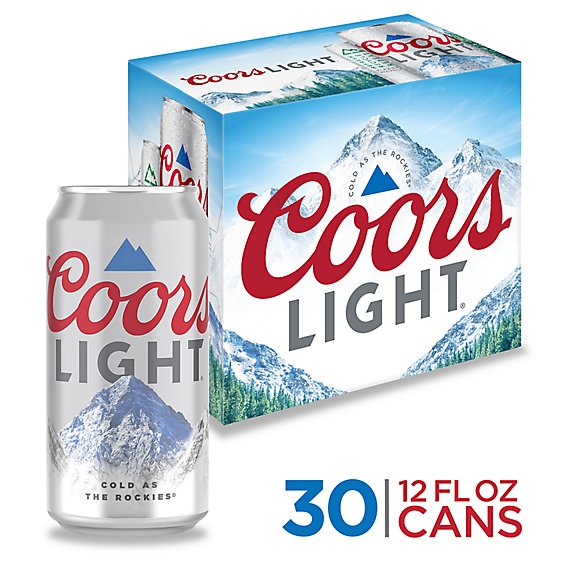 Coors Light Beer American Style Light Lager 4.2% ABV Cans - 30-12 Fl. Oz.