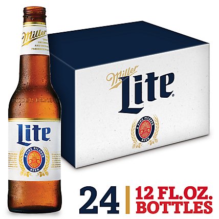 Miller Lite Beer American Style Light Lager 4.2% ABV Bottles - 24-12 Fl. Oz. - Image 1