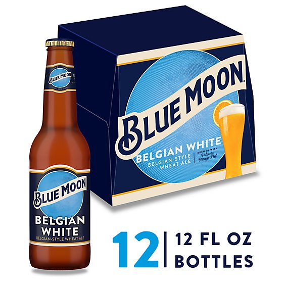 Blue Moon Belgian White Wheat Ale Beer 5.4% ABV Bottles - 12-12 Oz