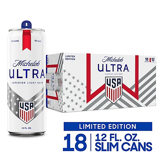 Michelob Ultra Light Beer Cans - 18-12 Fl. Oz.