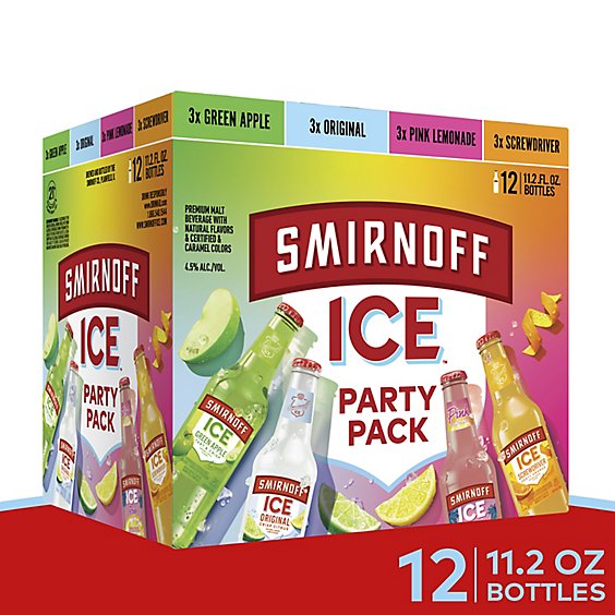 Smirnoff Ice Party Pack Variety Malt Beverage 4.5% ABV Bottles - 12-11.2 Oz