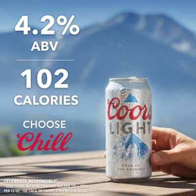 Coors Light American Style Light Lager Beer 4.2% ABV Bottles - 20-12 Fl. Oz. - Image 2
