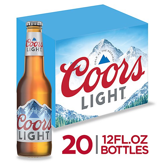 Coors Light Beer American Style Light Lager 4.2% ABV Bottles - 20-12 Fl. Oz.