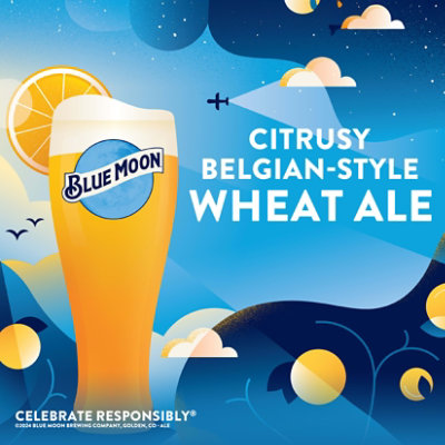 Blue Moon Belgian White Craft Belgian Style Wheat Ale Beer 5.4% ABV Bottles - 6-12 Fl. Oz.