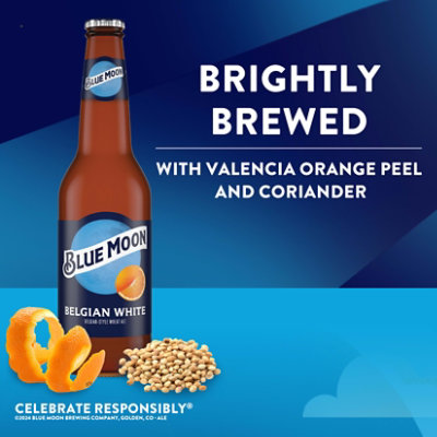 Blue Moon Belgian White Craft Belgian Style Wheat Ale Beer 5.4% ABV Bottles - 6-12 Fl. Oz. - Image 3