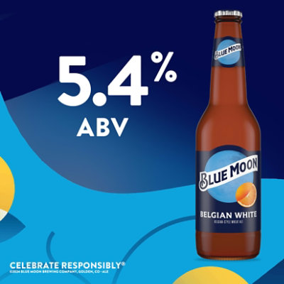 Blue Moon Belgian White Craft Belgian Style Wheat Ale Beer 5.4% ABV Bottles - 6-12 Fl. Oz.