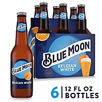 Blue Moon Belgian White Craft Belgian Style Wheat Ale Beer 5.4% ABV Bottles - 6-12 Fl. Oz. - Image 1