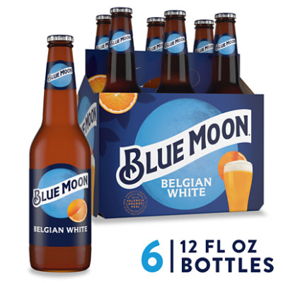 Blue Moon Craft Beer Wheat Belgian White 5.4% ABV Bottle - 6-12 Fl. Oz.