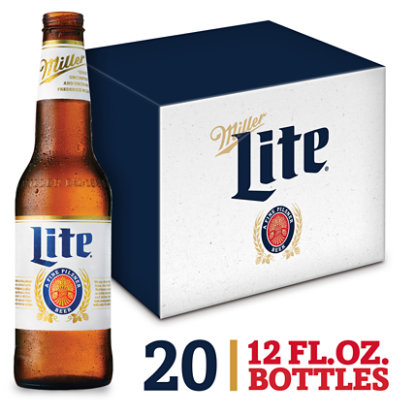 Miller Lite Beer American Style Light Lager 4.2% ABV Bottles - 20-12 Fl. Oz.
