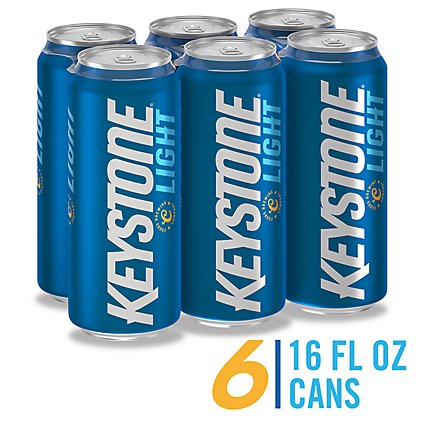 Keystone Light Lager Beer 4.1% ABV Cans - 6-16 Oz - Image 1
