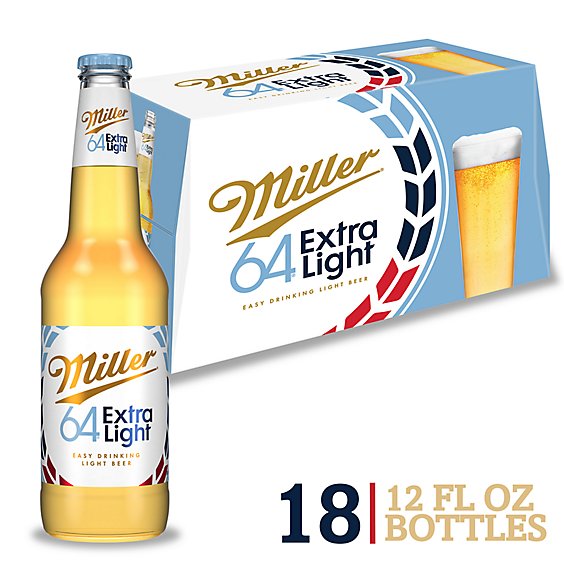Miller64 Beer American Style Light Lager 2.8% ABV Bottles - 18-12 Fl. Oz.