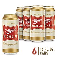 Miller High Life Beer American Style Lager 4.6% ABV Cans - 6-16 Fl. Oz. - Image 1