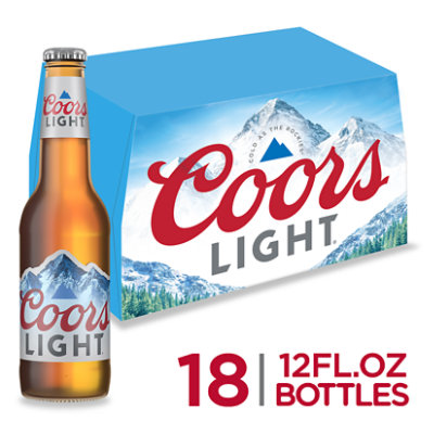 Coors Light American Style Light Lager Beer 4.2% ABV Bottles - 18-12 Fl. Oz.