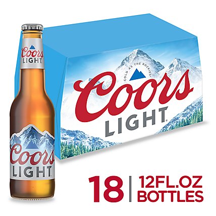 Coors Light Beer American Style Light Lager 4.2% ABV Bottles - 18-12 Fl. Oz. - Image 1