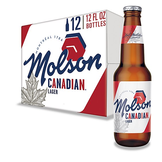Molson Canadian Beer North American Style Lager 5% ABV Bottles - 12-12 Fl. Oz.