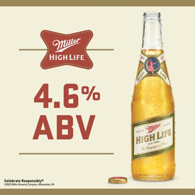Miller High Life American Style Lager Beer 4.6% ABV Bottle - 40 Fl. Oz. - Image 3