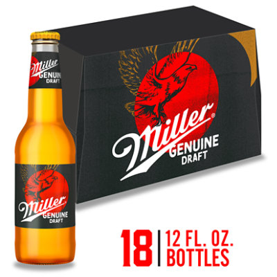 Miller Genuine Draft Beer American Style Lager 4.6% ABV Bottles - 18-12 Fl. Oz.