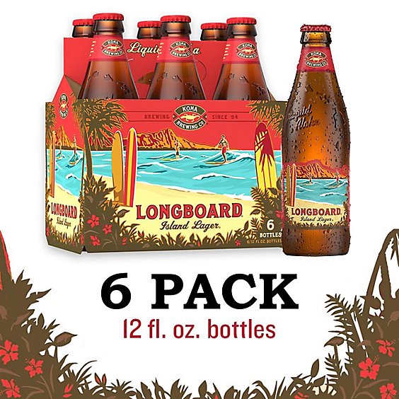 Kona Longboard Island Lager Beer Bottles - 6-12 Fl. Oz.