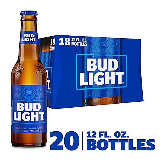 Bud Light Beer Bottles - 20-12 Fl. Oz.