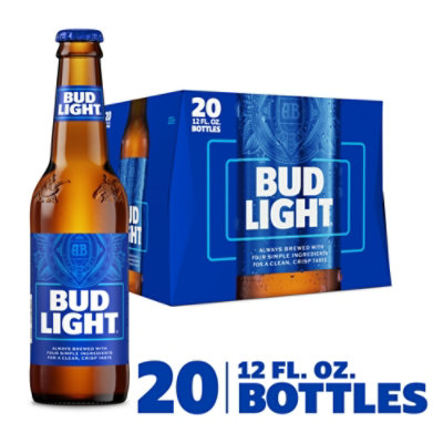 Bud Light Beer Bottles - 20-12 Fl. Oz.