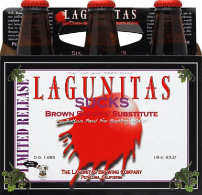 Lagunitas Beer Sucks Brown Shugga Substitute Bottle - 6-12 Fl. Oz. - Image 1