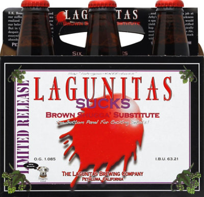 Lagunitas Beer Sucks Brown Shugga Substitute Bottle - 6-12 Fl. Oz. - Image 2