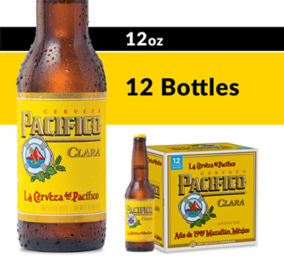 Pacifico Clara Mexican Lager Beer Bottles 4.4% ABV - 12-12 Fl. Oz.