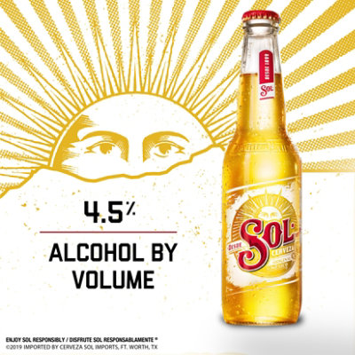 Sol Beer Mexican Lager 4.5% ABV Bottles - 12-330 ML - Image 2