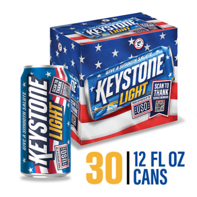 Keystone Light American Style Light Lager Beer 4.1% ABV Cans - 30-12 Fl. Oz. - Image 1