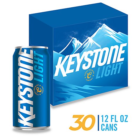 Keystone Light Beer American Style Light Lager 4.1% ABV Cans - 30-12 Fl. Oz.