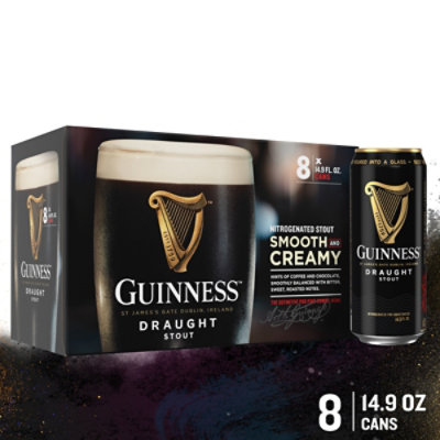 Guinness Draught Stout Beer 4.1% ABV Cans - 8-14.9 Oz - Image 1