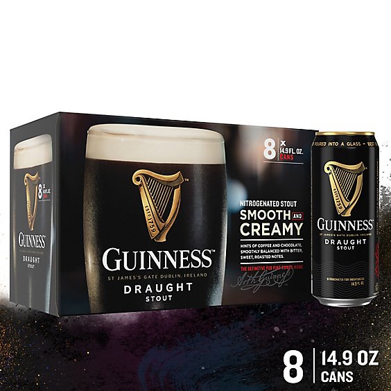 Guinness Draught Stout 4.1% ABV Beer Cans Multipack - 8-14.9 Oz