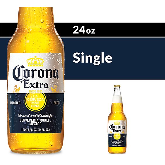 Corona Extra Lager Mexican Beer 4.6% ABV Bottle - 24 Fl. Oz.