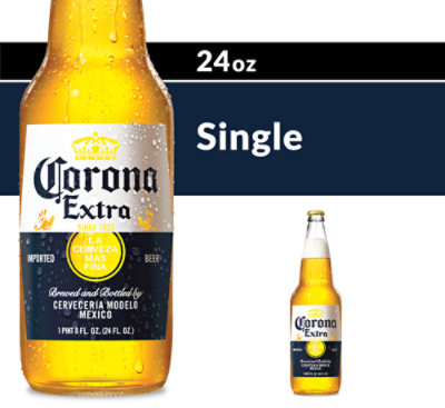 Corona Extra Beer Mexican Lager 4.6% ABV Bottle - 24 Fl. Oz.