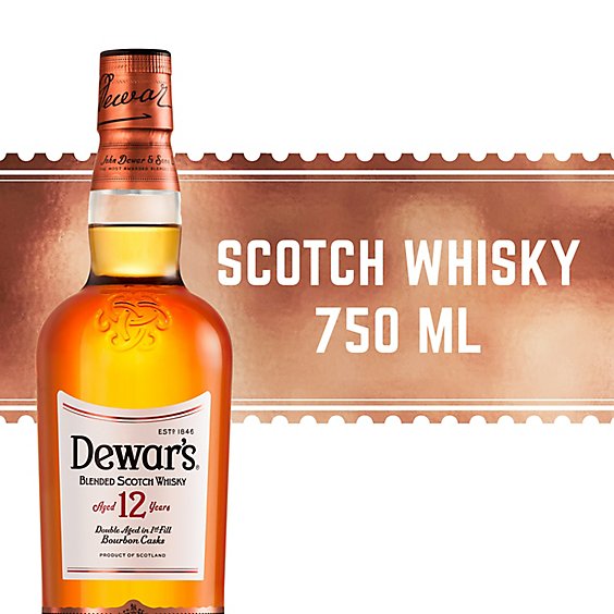 Dewars 12 Year Old Blended Scotch Whisky Bottle - 750 Ml
