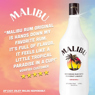 Malibu Rum Caribbean With Coconut Liqueur Original 42 Proof - 750 Ml - Image 3