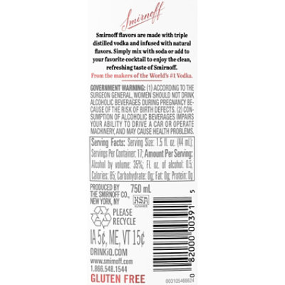 Smirnoff Citrus Infused Vodka With Natural Flavors Bottle - 750 Ml - Image 4