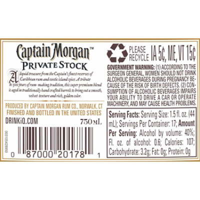 Captain Morgan Private Stock Rum - 750 Ml - Image 4