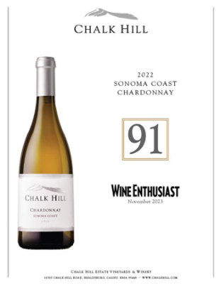 Chalk Hill Sonoma Coast Chardonnay California White Wine - 750 Ml - Image 3