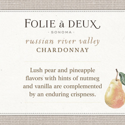 Folie a Deux Russian River Valley Chardonnay White Wine Bottle - 750M Ml - Image 2