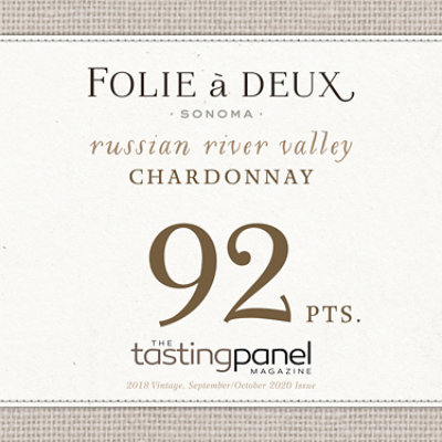 Folie a Deux Russian River Valley Chardonnay White Wine Bottle - 750M Ml - Image 3