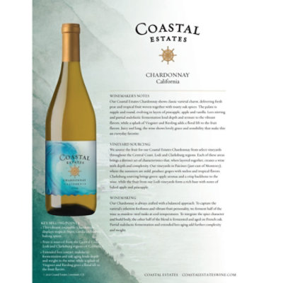 Coastal Estates Chardonnay White Wine - 750 Ml - Image 2