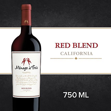 Menage A Trois California Red Blend Red Wine Bottle - 750 Ml - Image 1